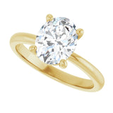 Scroll solitaire engagement ring in 14K gold, diamond center, overhead view variant--Oval variant--2CT variant--14K-yellow-gold