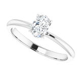Scroll solitaire engagement ring in 14K gold, diamond center, on hand/2-CT variant--.5CT variant--Oval variant--.5CT variant--14K-white-gold