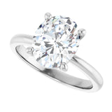 Scroll solitaire engagement ring in 14K gold, diamond center, overhead view variant--Oval variant--3CT variant--14K-white-gold