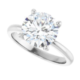 Scroll solitaire engagement ring in 14K gold, diamond center, overhead view variant--Round variant--3CT variant--14K-white-gold