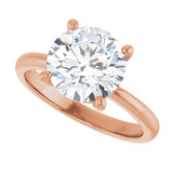 Scroll solitaire engagement ring in 14K gold, diamond center, profile angle variant--Round variant--3CT variant--14K-rose-gold