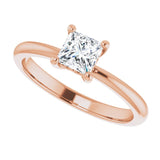 Scroll solitaire engagement ring in 14K gold, diamond center, profile angle/2-CT variant--.5CT variant--Square variant--.5CT variant--14K-rose-gold