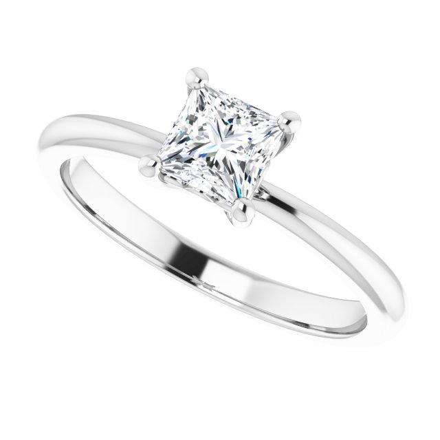 Scroll solitaire engagement ring in 14K gold, diamond center, overhead view/2-CT variant--.5CT variant--Square variant--.5CT variant--14K-white-gold
