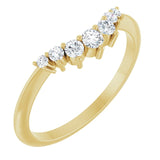Diamond contour band stacked with other rings showing versatility variant--14K-yellow-gold variant--Diamond-Lab variant--Diamond-Nat