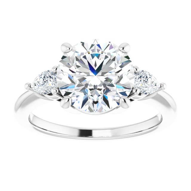 14K white gold 3CT Round Diamond Three-Stone Engagement Ring Setting variant--Round variant--2CT variant--14K-rose-gold