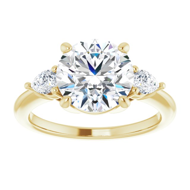 14K yellow gold 3CT Round Diamond Three-Stone Engagement Ring Setting variant--Round variant--3CT variant--14K-white-gold