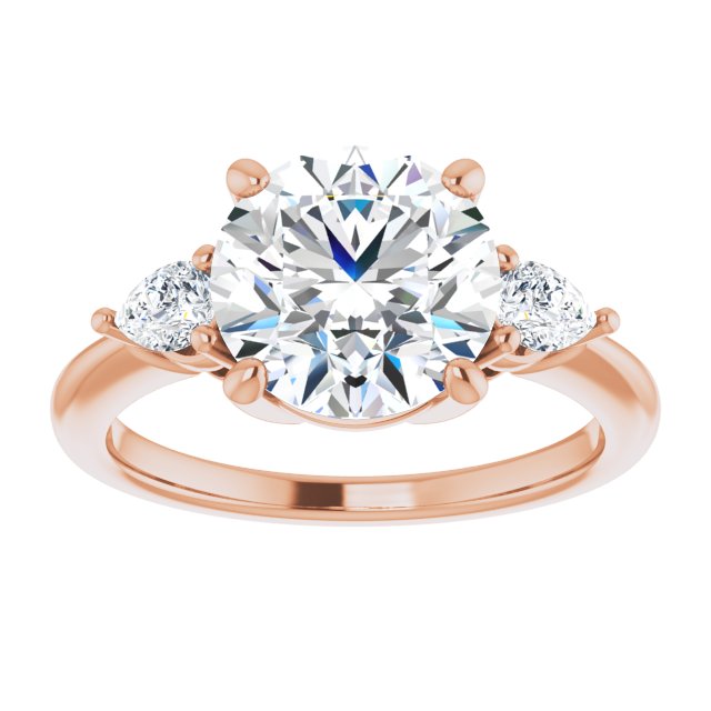 14K rose gold 3CT Round Diamond Three-Stone Engagement Ring Setting variant--Round variant--3CT variant--14K-yellow-gold