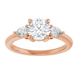 14K rose gold 1CT Round Diamond Three-Stone Engagement Ring Setting variant--Round variant--1CT variant--14K-yellow-gold