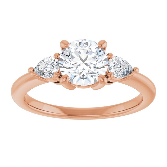 14K rose gold 1CT Round Diamond Three-Stone Engagement Ring Setting variant--Round variant--1CT variant--14K-yellow-gold