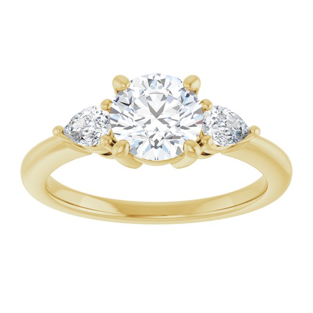 14K yellow gold 1CT Round Diamond Three-Stone Engagement Ring Setting variant--Round variant--1CT variant--14K-white-gold