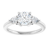 14K white gold 1CT Round Diamond Three-Stone Engagement Ring Setting variant--Oval variant--4CT variant--14K-rose-gold