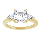 14K yellow gold 2CT Asscher Diamond Three-Stone Engagement Ring Setting variant--Asscher variant--2CT variant--14K-white-gold