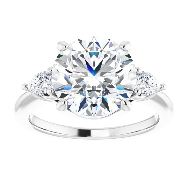 14K white gold 4CT Round Diamond Three-Stone Engagement Ring Setting variant--Round variant--4CT variant--14K-yellow-gold