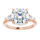 14K rose gold 4CT Round Diamond Three-Stone Engagement Ring Setting variant--Round variant--4CT variant--14K-rose-gold
