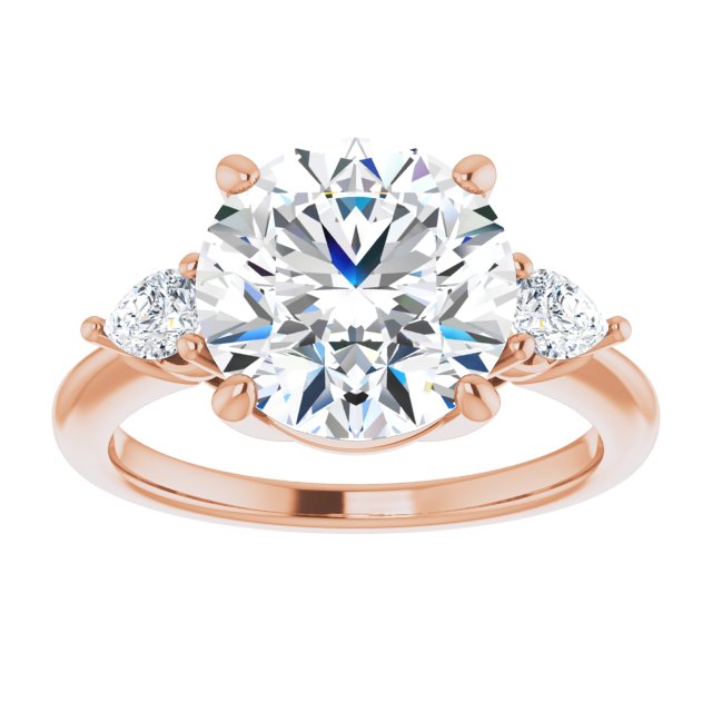 14K rose gold 4CT Round Diamond Three-Stone Engagement Ring Setting variant--Round variant--4CT variant--14K-rose-gold