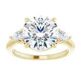 14K yellow gold 4CT Round Diamond Three-Stone Engagement Ring Setting variant--Square variant--1CT variant--14K-white-gold
