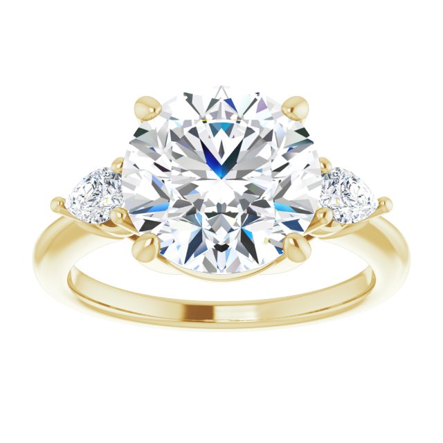 14K yellow gold 4CT Round Diamond Three-Stone Engagement Ring Setting variant--Square variant--1CT variant--14K-white-gold