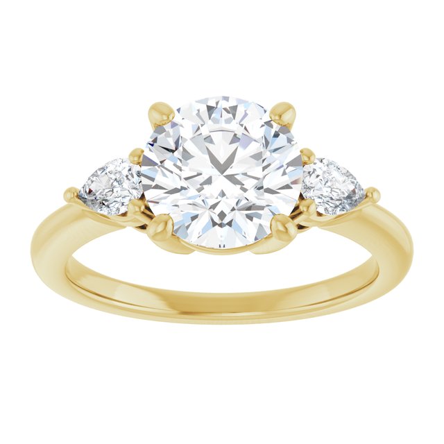 14K yellow gold 2CT Round Diamond Three-Stone Engagement Ring Setting variant--Round variant--2CT variant--14K-white-gold