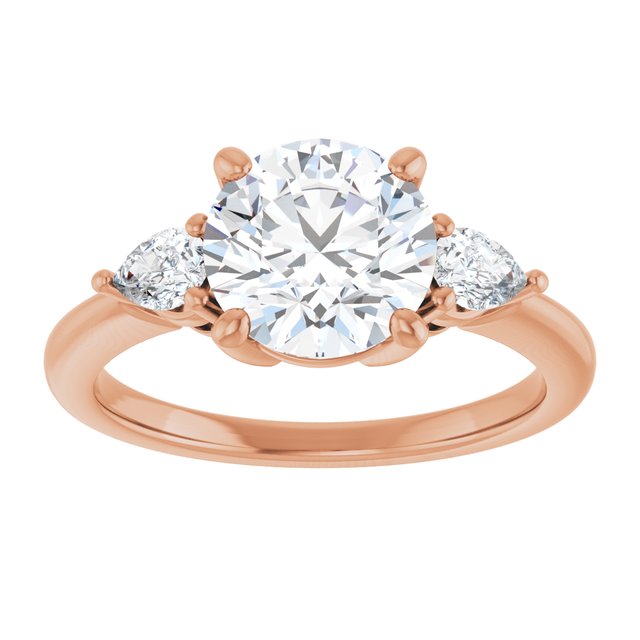 14K rose gold 2CT Round Diamond Three-Stone Engagement Ring Setting variant--Round variant--2CT variant--14K-yellow-gold