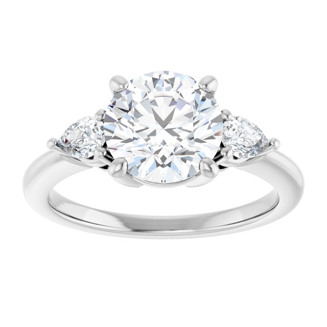 14K white gold 2CT Round Diamond Three-Stone Engagement Ring Setting variant--Round variant--1CT variant--14K-rose-gold