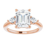 14K rose gold 3CT Emerald Diamond Three-Stone Engagement Ring Setting variant--Emerald variant--3CT variant--14K-yellow-gold