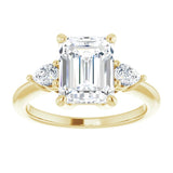 14K yellow gold 3CT Emerald Diamond Three-Stone Engagement Ring Setting variant--Emerald variant--3CT variant--14K-white-gold