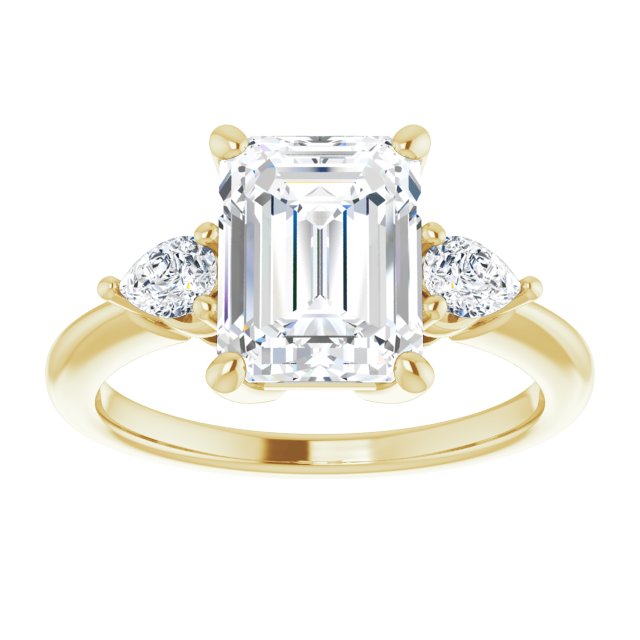 14K yellow gold 3CT Emerald Diamond Three-Stone Engagement Ring Setting variant--Emerald variant--3CT variant--14K-white-gold