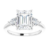 14K white gold 3CT Emerald Diamond Three-Stone Engagement Ring Setting variant--Emerald variant--2CT variant--14K-rose-gold