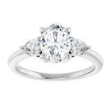 14K white gold 1CT Oval Diamond Three-Stone Engagement Ring Setting variant--Emerald variant--4CT variant--14K-rose-gold