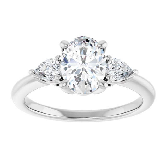 14K white gold 1CT Oval Diamond Three-Stone Engagement Ring Setting variant--Emerald variant--4CT variant--14K-rose-gold