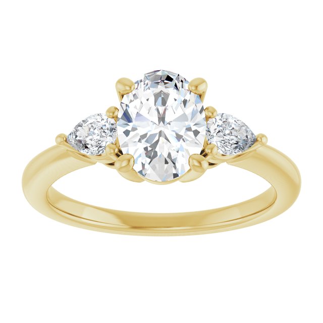 14K yellow gold 1CT Oval Diamond Three-Stone Engagement Ring Setting variant--Oval variant--1CT variant--14K-white-gold