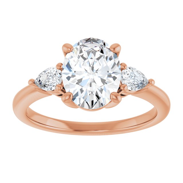 14K rose gold 2CT Oval Diamond Three-Stone Engagement Ring Setting variant--Oval variant--2CT variant--14K-yellow-gold