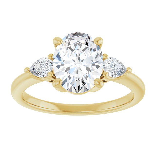 14K yellow gold 2CT Oval Diamond Three-Stone Engagement Ring Setting variant--Oval variant--2CT variant--14K-white-gold