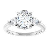 14K white gold 2CT Oval Diamond Three-Stone Engagement Ring Setting variant--Oval variant--1CT variant--14K-rose-gold