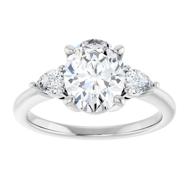 14K white gold 2CT Oval Diamond Three-Stone Engagement Ring Setting variant--Oval variant--1CT variant--14K-rose-gold