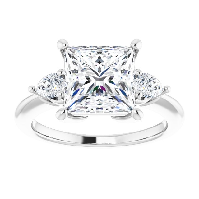 14K white gold 3CT Square Diamond Three-Stone Engagement Ring Setting variant--Square variant--3CT variant--14K-yellow-gold