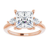 14K rose gold 3CT Square Diamond Three-Stone Engagement Ring Setting variant--Square variant--4CT variant--14K-white-gold