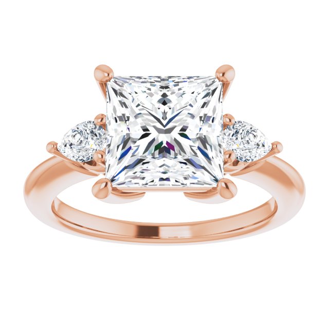 14K rose gold 3CT Square Diamond Three-Stone Engagement Ring Setting variant--Square variant--4CT variant--14K-white-gold