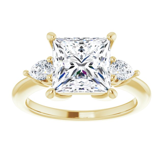14K yellow gold 3CT Square Diamond Three-Stone Engagement Ring Setting variant--Square variant--3CT variant--14K-rose-gold