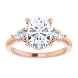 14K rose gold 3CT Oval Diamond Three-Stone Engagement Ring Setting variant--Oval variant--3CT variant--14K-yellow-gold