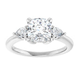 14K white gold 2CT Cushion Diamond Three-Stone Engagement Ring Setting variant--Cushion variant--1CT variant--14K-rose-gold