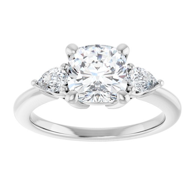 14K white gold 2CT Cushion Diamond Three-Stone Engagement Ring Setting variant--Cushion variant--1CT variant--14K-rose-gold