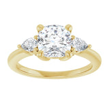 14K yellow gold 2CT Cushion Diamond Three-Stone Engagement Ring Setting variant--Cushion variant--2CT variant--14K-white-gold