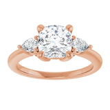 14K rose gold 2CT Cushion Diamond Three-Stone Engagement Ring Setting variant--Cushion variant--2CT variant--14K-yellow-gold