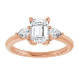 14K rose gold 1CT Emerald Diamond Three-Stone Engagement Ring Setting variant--Emerald variant--1CT variant--14K-yellow-gold