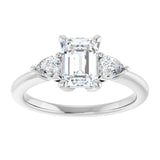 14K white gold 1CT Emerald Diamond Three-Stone Engagement Ring Setting variant--Cushion variant--4CT variant--14K-rose-gold