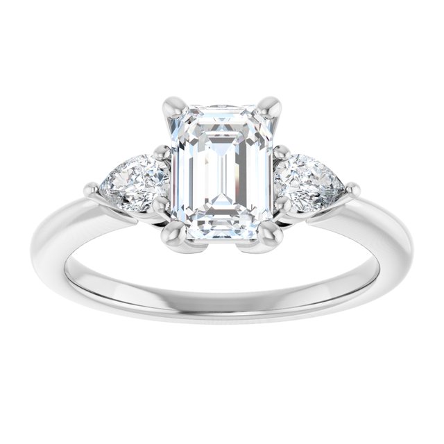 14K white gold 1CT Emerald Diamond Three-Stone Engagement Ring Setting variant--Cushion variant--4CT variant--14K-rose-gold