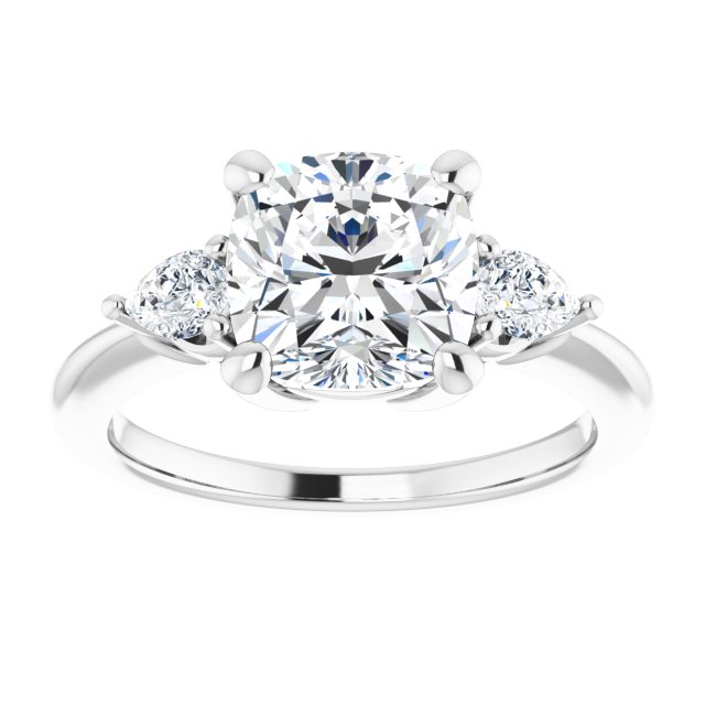 14K white gold 3CT Cushion Diamond Three-Stone Engagement Ring Setting variant--Cushion variant--2CT variant--14K-rose-gold