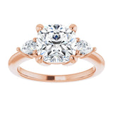 14K rose gold 3CT Cushion Diamond Three-Stone Engagement Ring Setting variant--Cushion variant--3CT variant--14K-yellow-gold