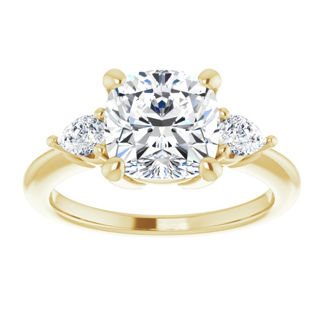 14K yellow gold 3CT Cushion Diamond Three-Stone Engagement Ring Setting variant--Cushion variant--3CT variant--14K-white-gold
